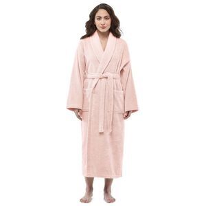 Arus -  Women's Turkish Terry Cotton Robe, Shawl Coll Pink